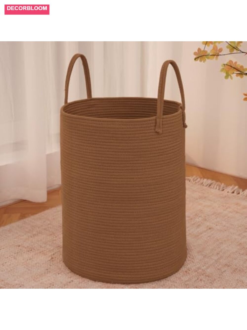 60L Cotton Rope Laundry Basket Hamper Woven Blanket Storage